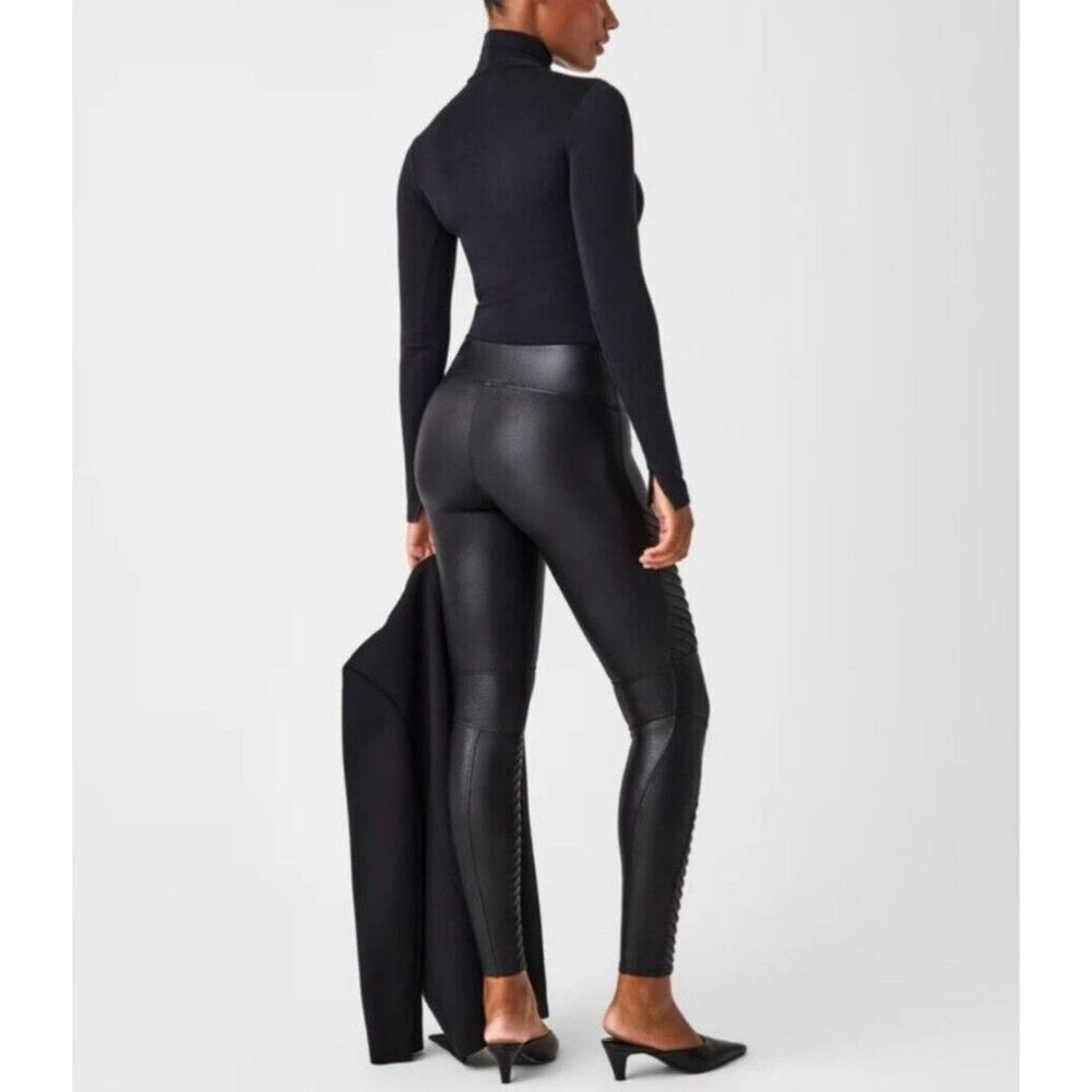 Spanx Faux Leather Moto‎ Leggings Size Small Black Sexy Rock And Roll Gothic